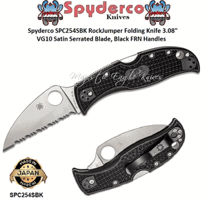 Spyderco SPC254SBK RockJumper 3.08" VG-10 Spyder Edge Blade, Black FRN Handle Stout Back Lock Mechanism a Strong Self-Cose Function