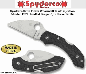 Spyderco SPC28FPWCBK2 Spyderco Satin Finish Wharncliff Blade injection Molded FRN Handled Dragonfly 2 Pocket Knife