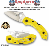 Spyderco SPC28PYL2 Dragonfly 2 Salt Folding Pocket Knife 2.25" H1 Satin Plain Blade, Yellow FRN Handles 