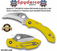 Spyderco SPC28SYL2HB Dragonfly 2 Hawkbill Salt Folding Pocket Knife 2.3" H1 Satin Serrated Blade, Yellow FRN Handles  