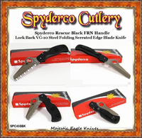 Spyderco SPC45SBK Matriarch 2 Black FRN Handle Lock Back Serrated Edge H1 Steel Folding Knife