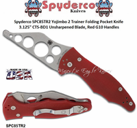 Spyderco SPC85TR2 Yojimbo 2 Trainer Folding Pocket Knife 3.125" CTS-BD1 Unsharpened Blade, Red G10 Handles