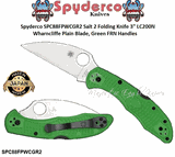 Spyderco SPC88FPWCGR2 Salt 2 Wharncliffe 2.9" Plain Edge LC200N Blade Green FRN Handled Pocket Knife  