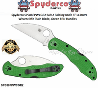 Spyderco SPC88FPWCGR2 Salt 2 Wharncliffe 2.9" Plain Edge LC200N Blade Green FRN Handled Pocket Knife  