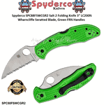 Spyderco SPC88FSWCGR2 Salt2 2.9" Wharncliffe Serrated Blade LC200N Green FRN Handle Pocket Knife
