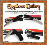 Spyderco SPC89SBK Black ATLANTIC SALT H-1 Serrated Blade Knife