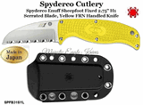 Spyderco SPFB31SYL Enuff Sheepfoot Fixed 2.75" H1 Stainless Steel Serrated Blade, Yellow FRN Handles  