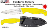 Spyderco SPFB40SYL Fish Hunter Salt Fixed 4.39" H1 Satin Stainless Steel Serrated Blade, Yellow FRN Handles, Polymer Sheath