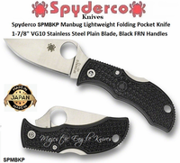 Spyderco SPMBKP Spyderco Manbug Lightweight Folding Knife 1-7/8" VG10 Plain Blade, Black FRN Handles