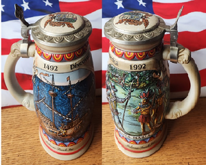STEIN-1989-BUDWEISER-HANDCRAFTED-IN-BRAZIL-DISCOVER-AMREICA-SERIES-PINTA-#26633