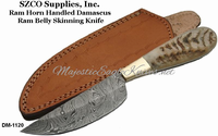 SZCO Supplies Inc. DM-1120 9" Ram Horn Handle Damascus Skinning Knife