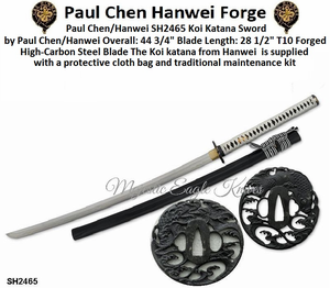 Paul Chen/Hanwei SH2465 Koi Katana Overall: 44-3/4"<>Blade Length: 28-1/2" Forged high-carbon T10 steel Blade
