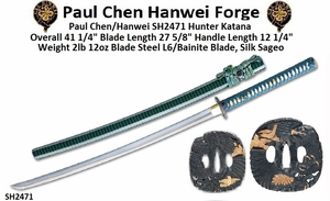 Paul Chen/Hanwei SH2471 Hunter Katana Overall 41-1/4"<>27-5/8" L6/Bainite Steel Blade Paul Chen/Hanwei SH2471 Hunter Katana Overall 41-1/4"<>27-5/8" L6/Bainite Steel Blade
