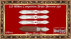 United/Cut GH2033 Competition Triple Thrower Large Set Throwing Knive's