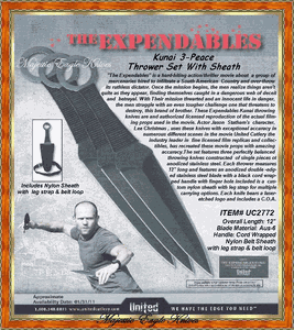 United/Cut UC2772 The Expendables Kunai 3-Pc Throwing Knive's