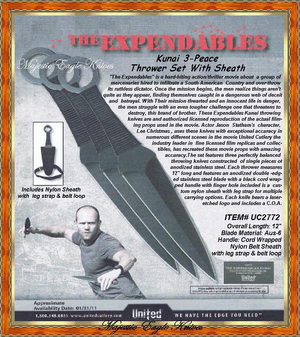 United/Cut UC2772 The Expendables Kunai 3-Pc Throwing Knive's United/Cut UC2772 The Expendables Kunai 3-Pc Throwing Knive's