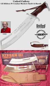 United Cutlery Gil Hibben GH5008 IV Combat Machete 11-1/4" Plain Blade Genuine Leather Sheath