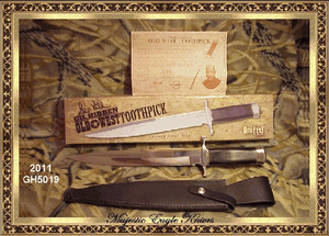 United Cutlery Gil Hibben GH5019 Old West Toothpick 11-7/8" Plain Blade,  AUS-6 stainless steel Plain Blade Hardwood Handled  Knife Leather Sheath 