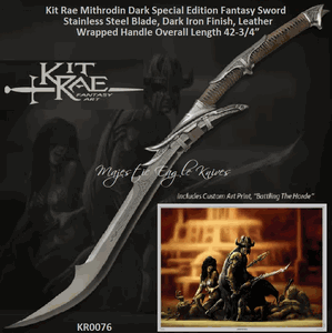UNITED CUTLERY KR0076 KIT RAE'S Swords of the Ancients. Mithrodin Sword Blade etching. Swords of the Ancients Collection