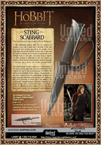 United Cutlery LOTR UC2893 Hobbit Sting Sword Of Bilbo Baggins, Scabbard