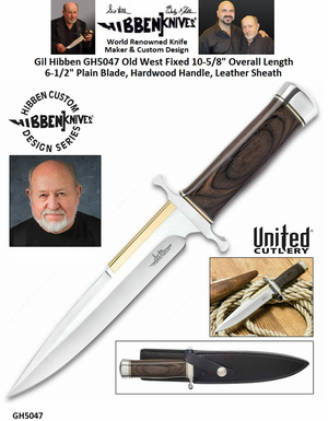 United Cutlery Presents Gil Hibben GH5047 Old West Fixed Blade, Hardwood Handle, Leather Sheath United Cutlery Presents Gil Hibben GH5047 Old West Fixed Blade, Hardwood Handle, Leather Sheath