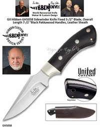 United Cutlery Presents Gil Hibben GH5058 Sidewinder Knife Fixed 3-/2" Blade, Overall Length 7-/2 "Black Pakkawood Handles, Leather Sheath United Cutlery Presents Gil Hibben GH5058 Sidewinder Knife Fixed 3-/2" Blade, Overall Length 7-/2 "Black Pakkawood Handles, Leather Sheath