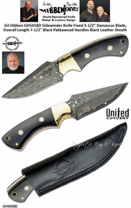 United Cutlery Presents Gil Hibben GH5058D Sidewinder Knife Fixed 3-1/2" Damascus Blade, Black Pakkawood Handles, Black Leather Sheath United Cutlery Presents Gil Hibben GH5058D Sidewinder Knife Fixed 3-1/2" Damascus Blade, Black Pakkawood Handles, Black Leather Sheath