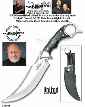 United Cutlery Presents Gil Hibben GH5082 Vulcan Push Dagger 7� Overall 5-5/8� 5Cr13 Stainless Steel Plain Blade Black Leather Sheath 