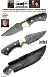 United Cutlery Presents Gil Hibben GH5058D Sidewinder Knife Fixed 3-1/2" Damascus Blade, Black Pakkawood Handles, Black Leather Sheath