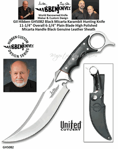 United Cutlery Presents Gil Hibben GH5082 Vulcan Push Dagger 7� Overall 5-5/8� 5Cr13 Stainless Steel Plain Blade Black Leather Sheath 