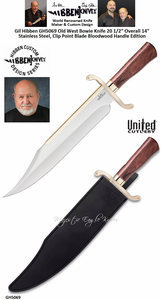 United Cutlery Presents Gil Hibben GH5069 Old West Bowie Knife 20-1/2 Overall 14" Stainless Steel, Clip Point Blade Bloodwood Handle Edition United Cutlery Presents Gil Hibben GH5069 Old West Bowie Knife 20-1/2 Overall 14" Stainless Steel, Clip Point Blade Bloodwood Handle Edition