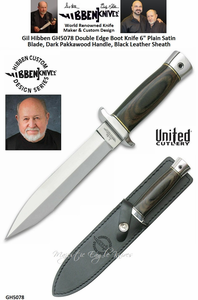 United Cutlery Presents Gil Hibben GH5078 Double Edge Boot Knife 6" Plain Satin Blade, Dark Pakkawood Handle, Black Leather Sheath United Cutlery Presents Gil Hibben GH5078 Double Edge Boot Knife 6" Plain Satin Blade, Dark Pakkawood Handle, Black Leather Sheath