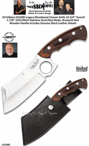 United Cutlery Presents Gil Hibben GH5085 Legacy Bloodwood Cleaver Knife 5-7/8" 5CR15MoV Stainless Steel Plain Blade, Brownish Red Wooden Handle Genuine Black Leather Sheath United Cutlery Presents Gil Hibben GH5085 Legacy Bloodwood Cleaver Knife 5-7/8" 5CR15MoV Stainless Steel Plain Blade, Brownish Red Wooden Handle Genuine Black Leather Sheath