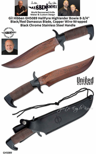 United Cutlery Presents Gil Hibben GH5089 HellFyre Highlander Bowie 8-3/4" Black/Red Damascus Blade, Copper Wire-Wrapped Black Chrome Stainless Steel Handle United Cutlery Presents Gil Hibben GH5089 HellFyre Highlander Bowie 8-3/4" Black/Red Damascus Blade, Copper Wire-Wrapped Black Chrome Stainless Steel Handle