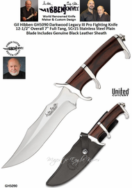 United Cutlery Presents Gil Hibben GH5090 Darkwood Legacy III Pro Fighting Knife 7" Full-Tang, 5Cr15 Stainless Steel Plain Blade Includes Genuine Black Leather Sheath United Cutlery Presents Gil Hibben GH5090 Darkwood Legacy III Pro Fighting Knife 7" Full-Tang, 5Cr15 Stainless Steel Plain Blade Includes Genuine Black Leather Sheath