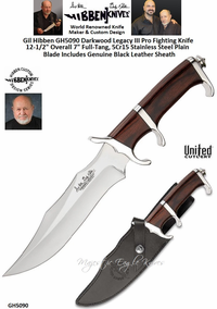 United Cutlery Presents Gil Hibben GH5090 Darkwood Legacy III Pro Fighting Knife 7" Full-Tang, 5Cr15 Stainless Steel Plain Blade Includes Genuine Black Leather Sheath United Cutlery Presents Gil Hibben GH5090 Darkwood Legacy III Pro Fighting Knife 7" Full-Tang, 5Cr15 Stainless Steel Plain Blade Includes Genuine Black Leather Sheath