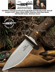 United Cutlery Presents Gil Hibben GH5110 Tundra Bushcraft Knife And Sheath 9-5/8� Overall Length 4-5/8� Razor-Sharp 420HC Stainless Steel Plain Blade, G10 Handle Scales, Stainless Guard