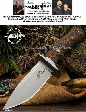 United Cutlery Presents Gil Hibben GH5110 Tundra Bushcraft Knife And Sheath 9-5/8 Overall Length 4-5/8 Razor-Sharp 420HC Stainless Steel Plain Blade, G10 Handle Scales, Stainless Guard United Cutlery Presents Gil Hibben GH5110 Tundra Bushcraft Knife And Sheath 9-5/8 Overall Length 4-5/8 Razor-Sharp 420HC Stainless Steel Plain Blade, G10 Handle Scales, Stainless Guard