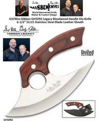 United Cutlery Presents Gil/Wes Hibben GH5092 Legacy Bloodwood Handle Ulu Knife 6-1/2 5Cr15 Stainless Steel Blade Leather Sheath United Cutlery Presents Gil/Wes Hibben GH5092 Legacy Bloodwood Handle Ulu Knife 6-1/2 5Cr15 Stainless Steel Blade Leather Sheath