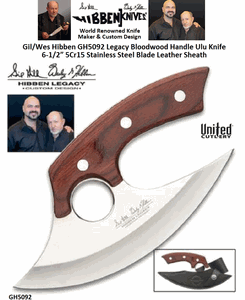 United Cutlery Presents Gil/Wes Hibben GH5092 Legacy Bloodwood Handle Ulu Knife 6-1/2� 5Cr15 Stainless Steel Blade Leather Sheath 