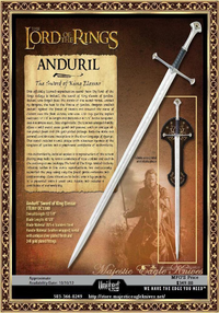 United Cutlery UC1380ASNB Officially Licensed The Anduril The Sword of King Elessar