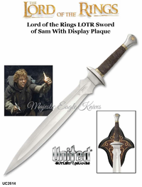 United Cutlery UC2614 Lord of the Rings LOTR Sword of Sam With Display Plaque 