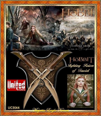 United Cutlery UC3044 The Hobbit Fighting Knives of Tauriel & Wood Wall Mount
