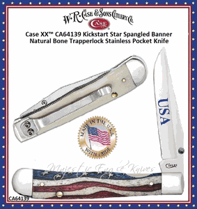 W.R. Case &amp; Sons Cutlery CA64139 CaseXX Star Spangled Color Wash Bone Kickstart Assisted TrapperLock Knife