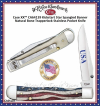 W.R. Case &amp; Sons Cutlery CA64139 CaseXX Star Spangled Color Wash Bone Kickstart Assisted TrapperLock Knife