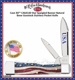 W.R. Case &amp; Sons Cutlery Company is proud to present CA64140 Case Star Spangled Color Wash Bone Gunstock Pocket Knife