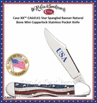 W.R. Case &amp; Sons Cutlery Company is proud to present CA64141 Case Star Spangled Color Wash Bone Mini Copperlock Pocket Knife