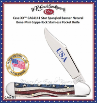 W.R. Case &amp; Sons Cutlery Company is proud to present CA64141 Case Star Spangled Color Wash Bone Mini Copperlock Pocket Knife