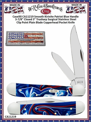 W.R. Case & Son's Cutlery CA11219 Case Smooth Bone Kirinite Patriotic Handle Copperhead-Pocket Clip Knife