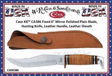 W.R. Case & Son's Cutlery CA386 Case Stacked Leather Handeled Fixed Blade Hunter Knife & Sheath